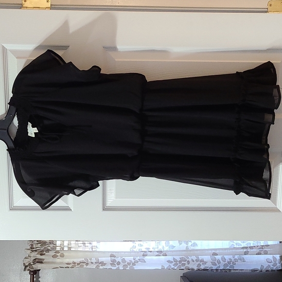 Cute Black Dress from Francesca's, Elastic Waist, Ruffles - Picture 1 of 7